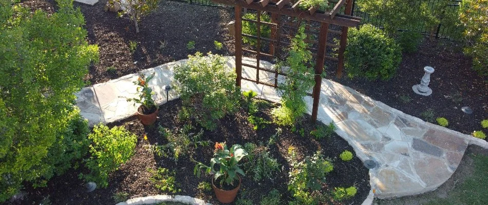 A stone walkway on a property in Fort Worth, TX.