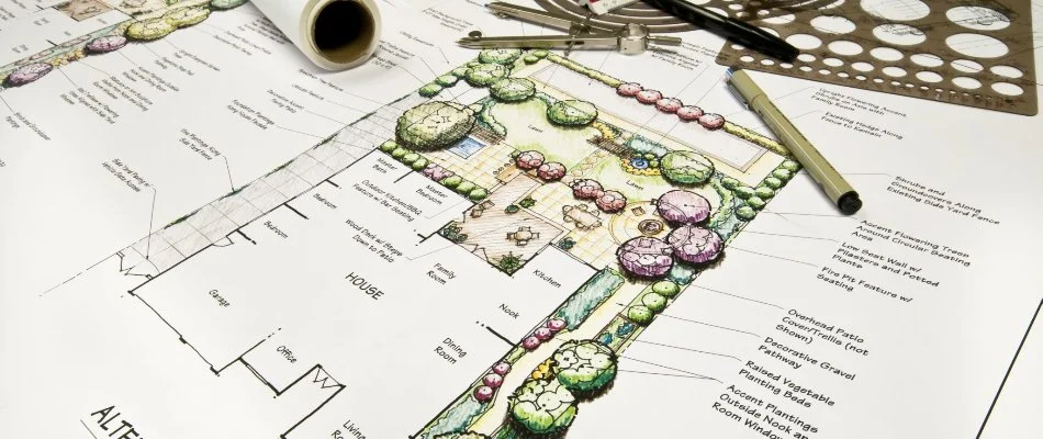 2D design rendering for a landscape project in Fort Worth, TX.