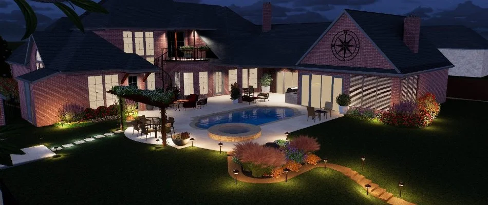 3D design rendering example for a landscape project in Fort Worth, TX.