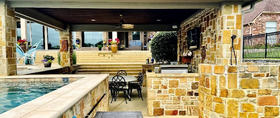 Luxurious outdoor kitchen at a home in Trophy Club, TX.