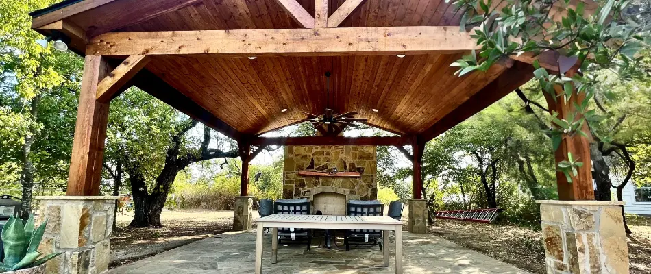 Medium-sized outdoor living space for family in Azle, TX.