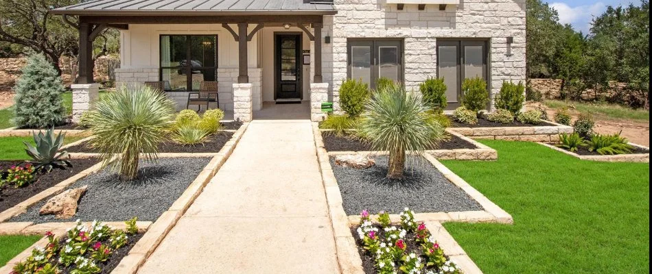 Walkway on a property in Fort Worth, TX, leading to front door.